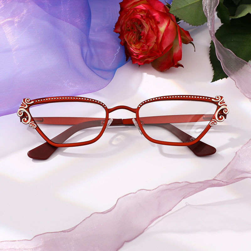 Wheatlae Cat Eye Red Glasses