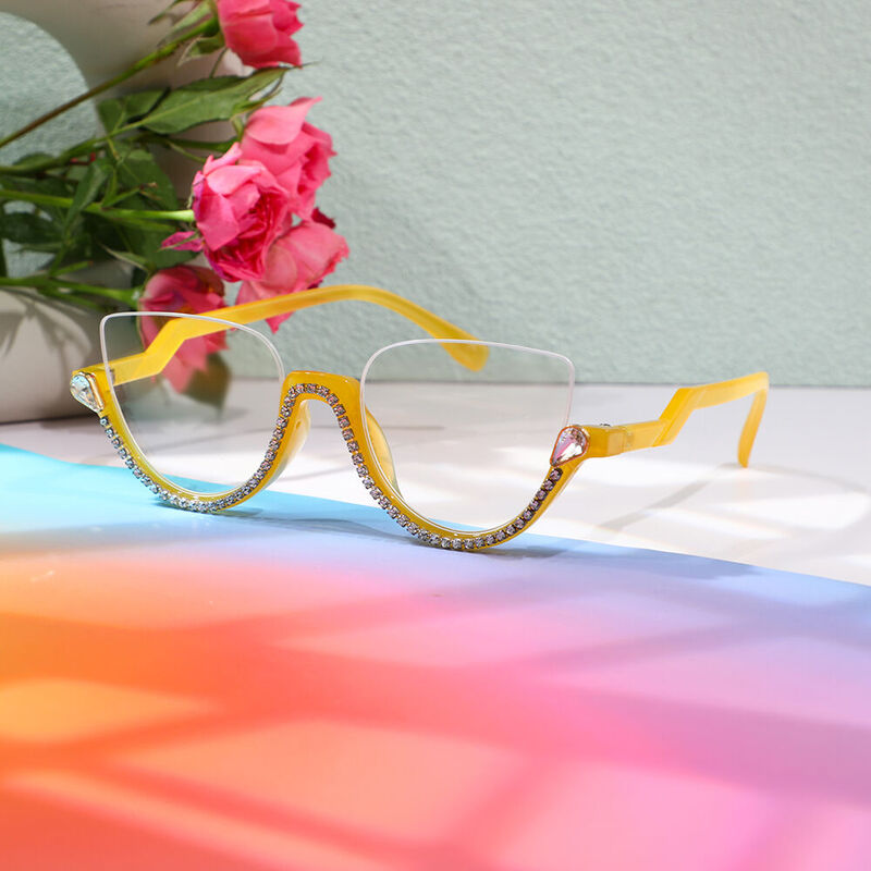 Hebe Cat Eye Yellow Glasses