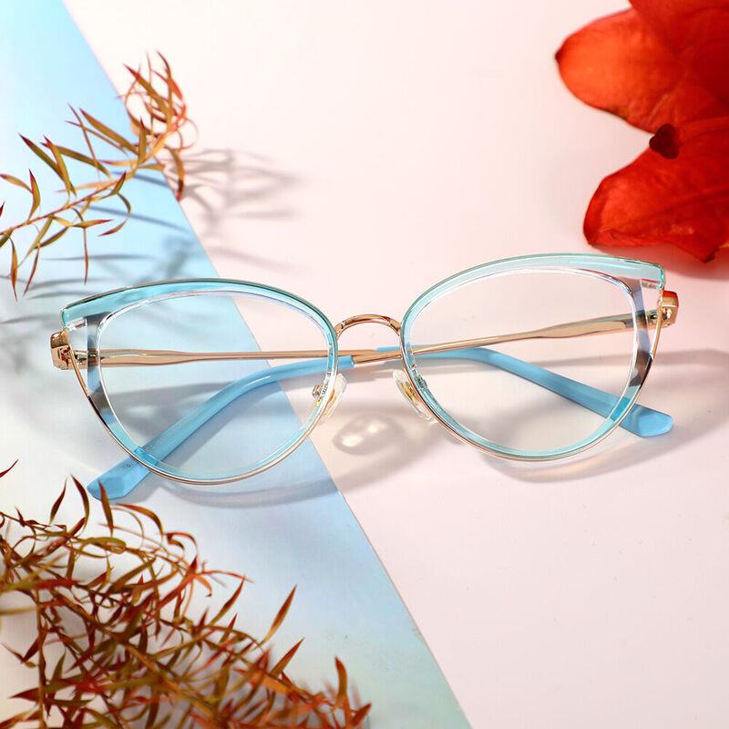 Valentine Cat Eye Blue Glasses
