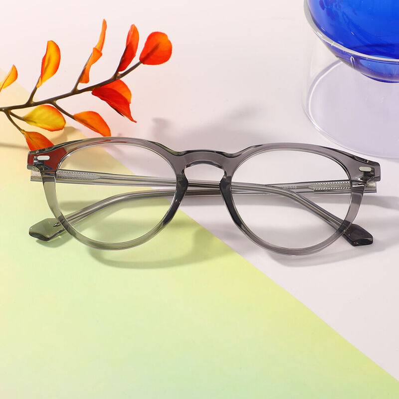 Catharine Round Gray Glasses