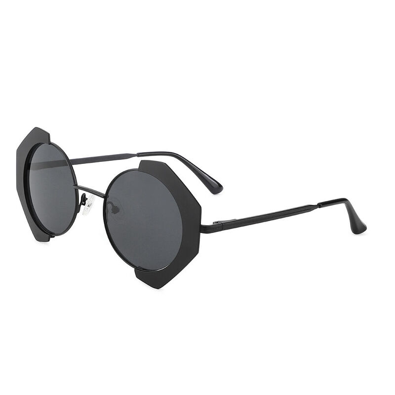 Combo Runde Schwarze Sonnenbrille