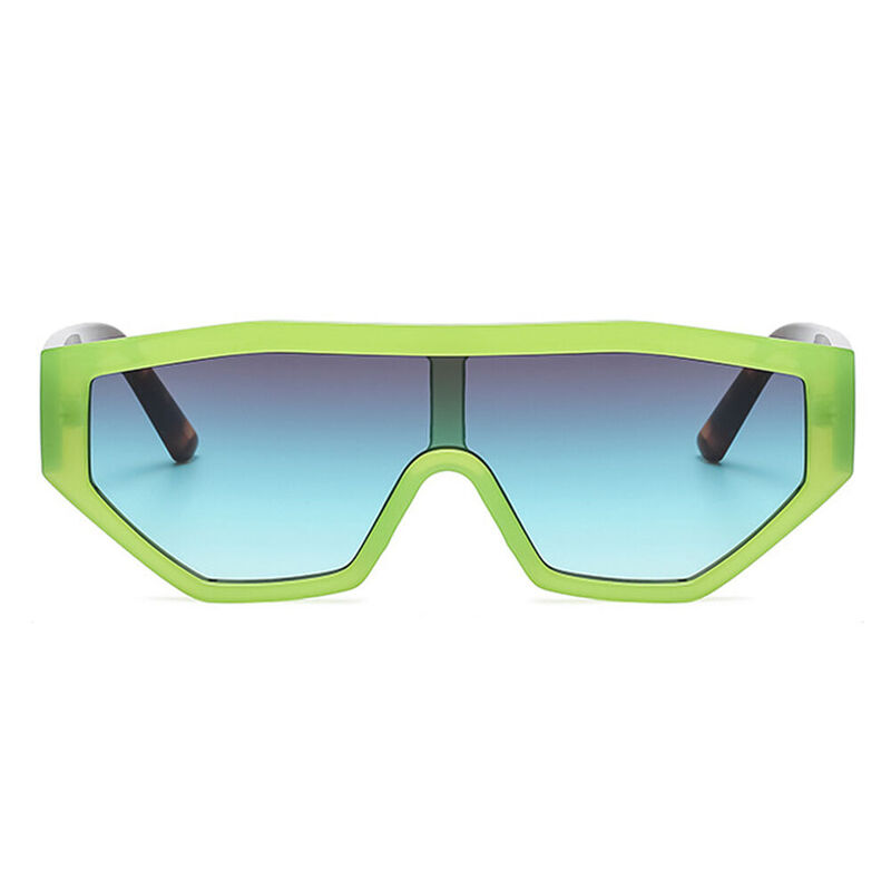 Zoe Geometric Green Sunglasses