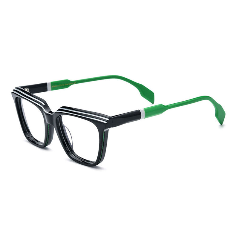 Shanell Square Black Green Glasses - Aoolia.com