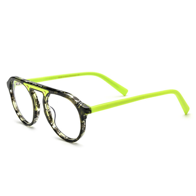 Jailynn Aviator Round Green Glasses