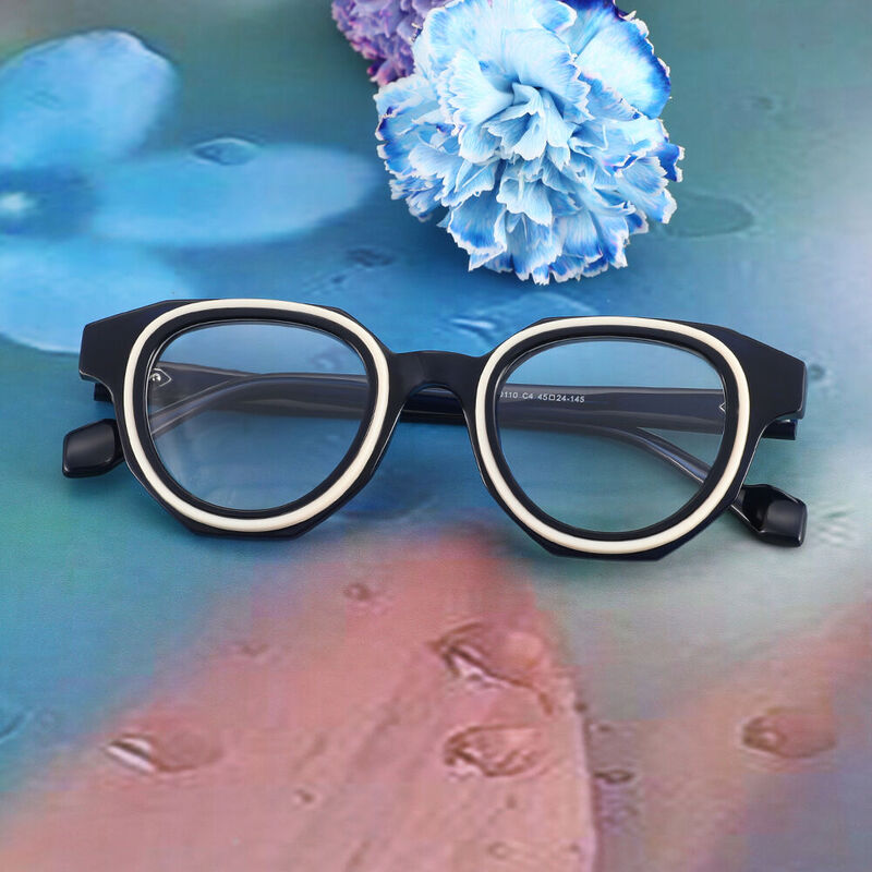 Raquel Geometric Blue Glasses