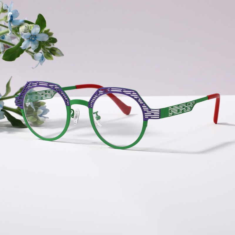 Caush Geometric Green Glasses