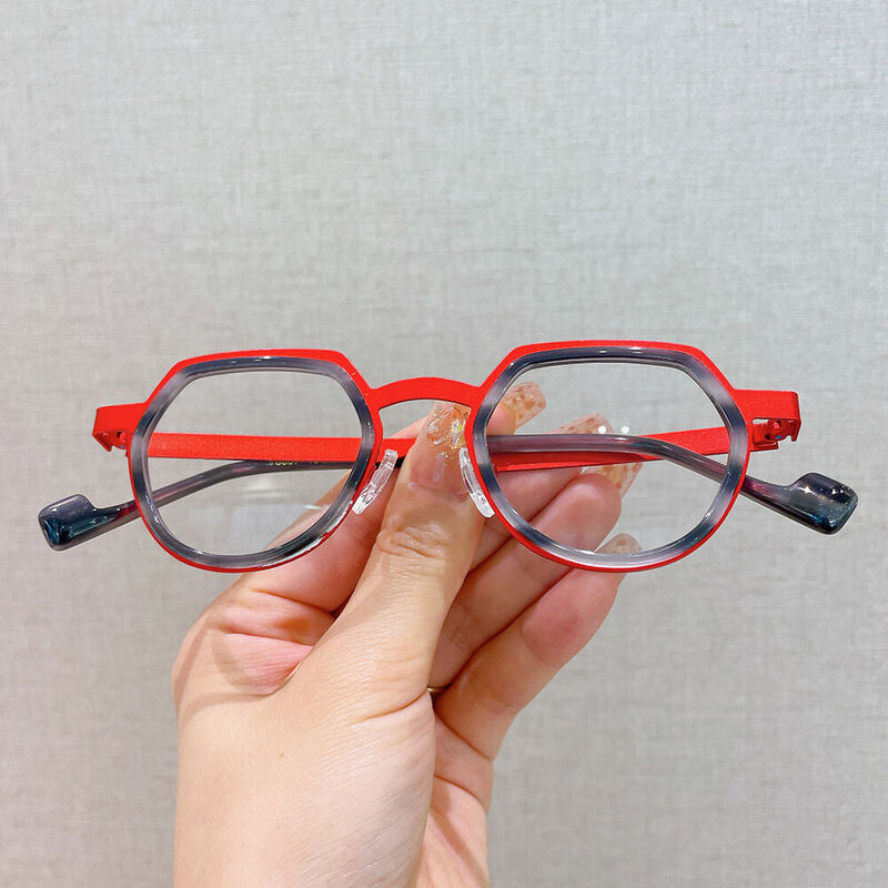 Kenn Geometric Red Glasses