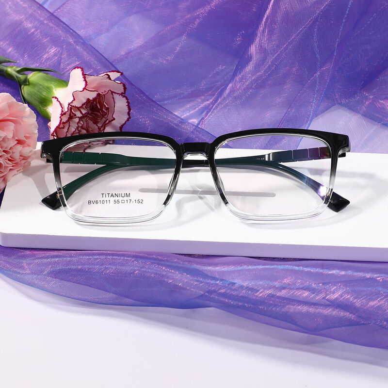 Celest Rectangle Black Clear Glasses