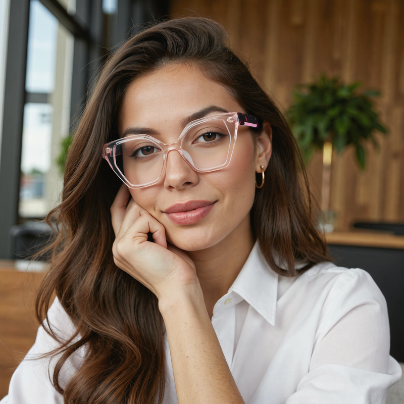 Tabit Cat Eye Pink Glasses