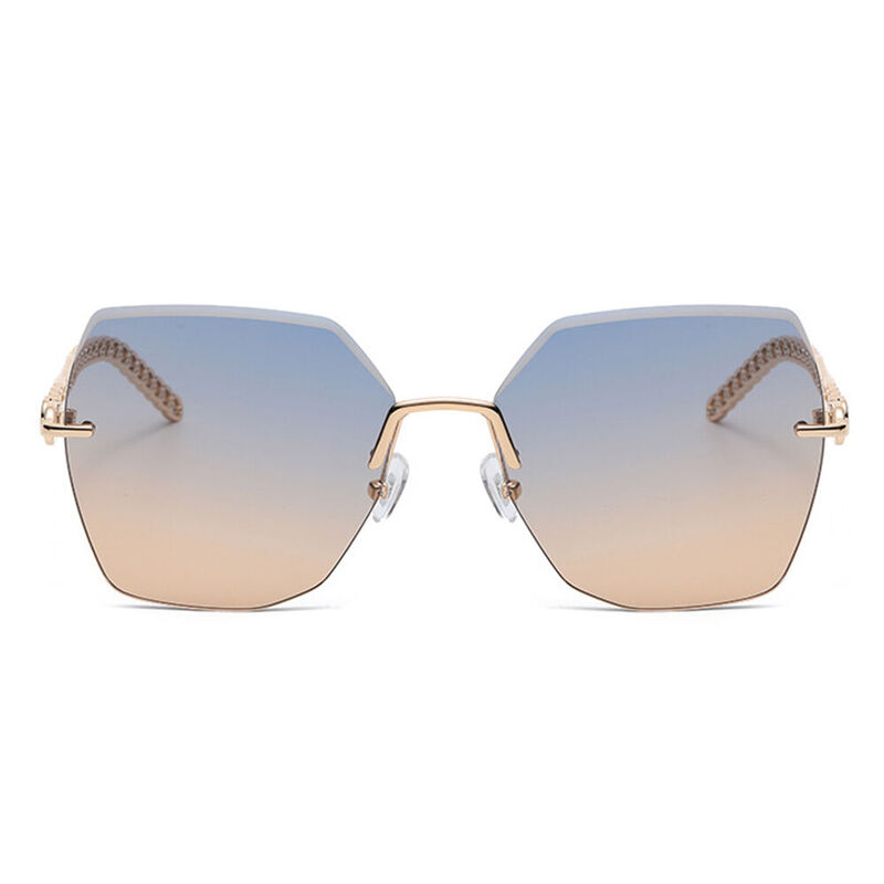 Renee Geometric Blue Brown Sunglasses