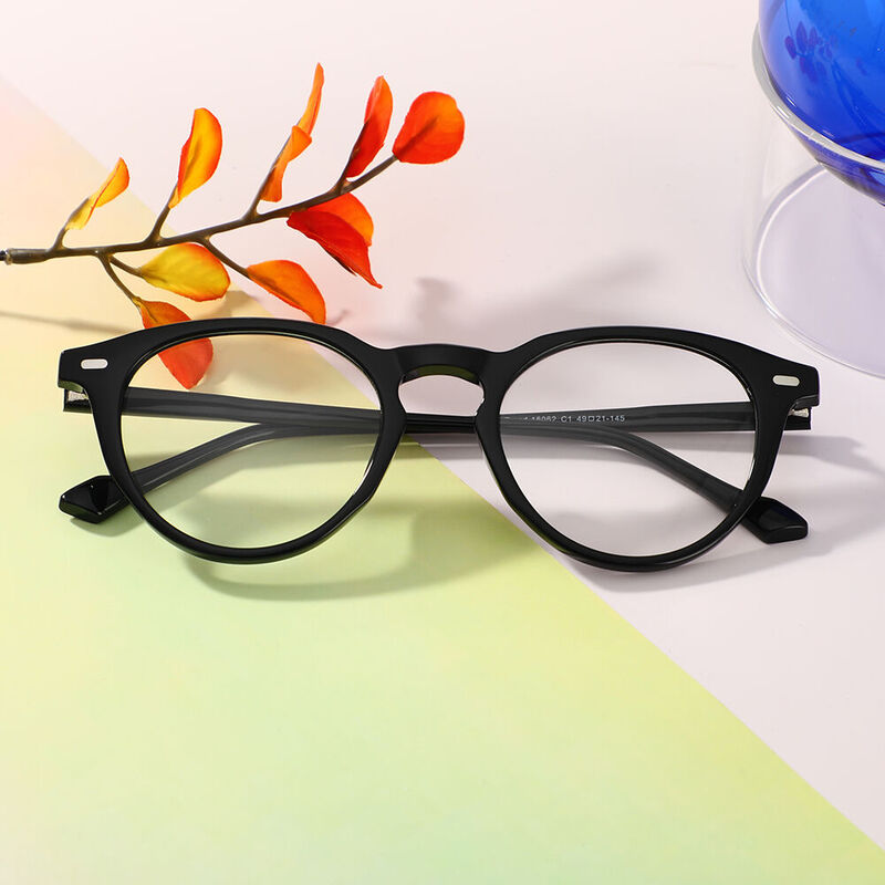 Catharine Round Black Glasses