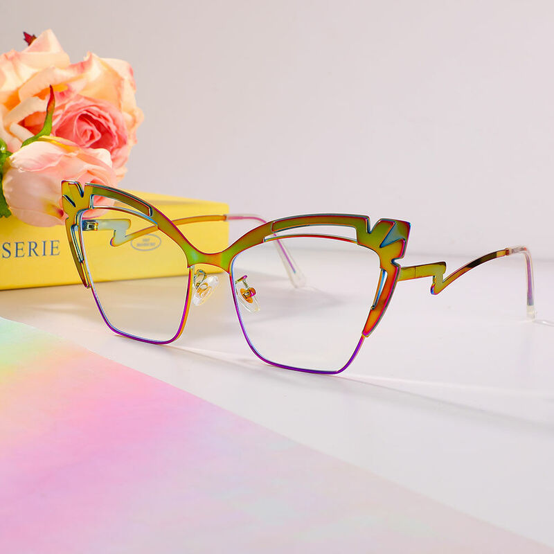 Peacock Cat Eye Yellow Glasses