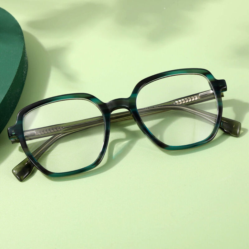 Clarity Geometric Green Glasses