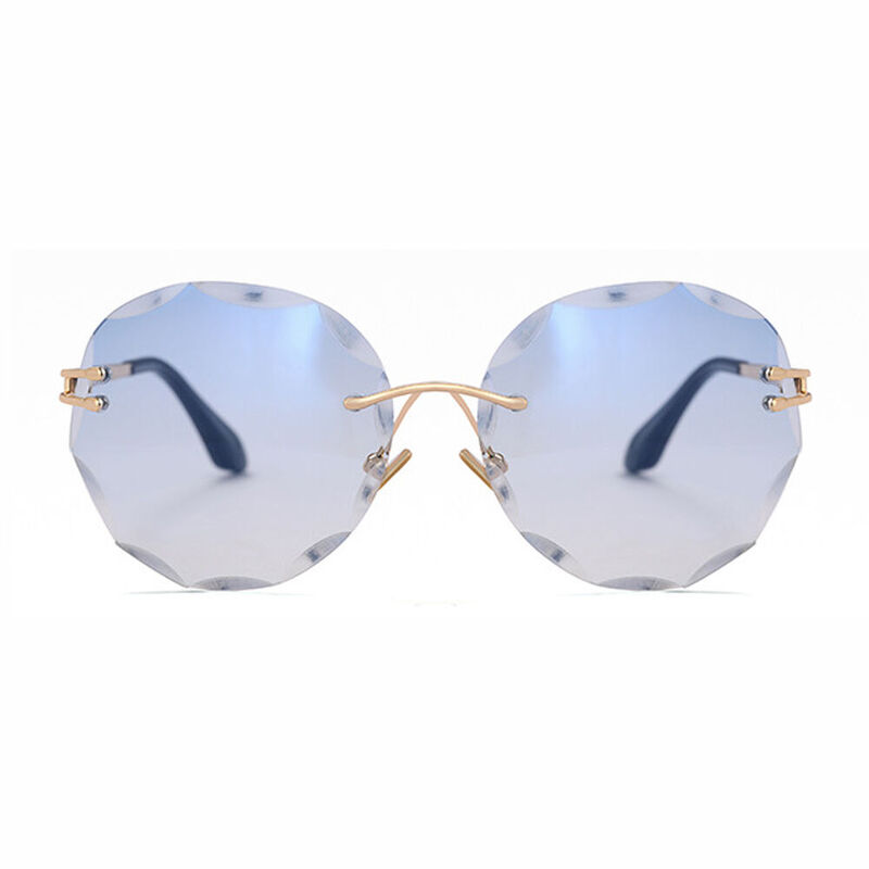 Claire Round Gold Blue Sunglasses