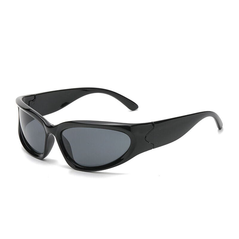 Ashley Oval Black Sunglasses