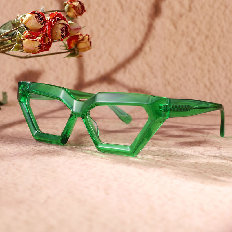 Shehzad Geometric Green Glasses