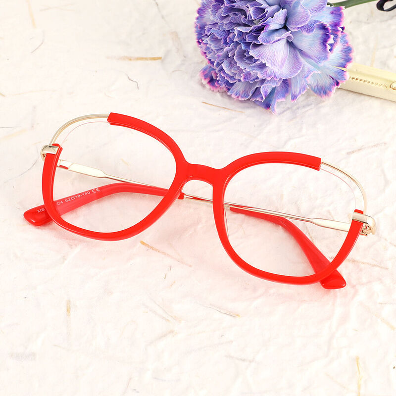 Simona Cat Eye Red Glasses