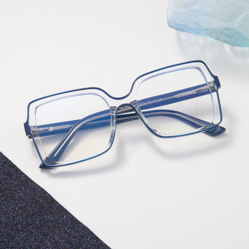 Jade Square Blue Glasses