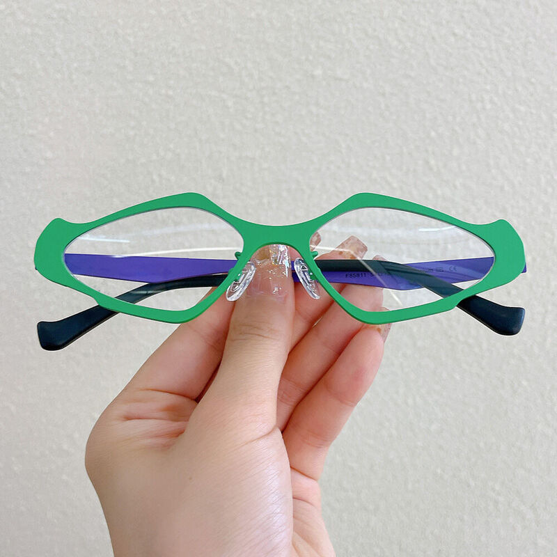 Claro Geometric Green Glasses