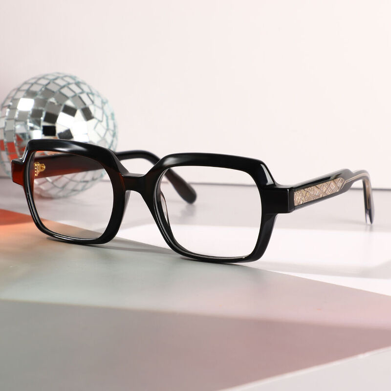 Bulwe Quadratische Schwarze Brille
