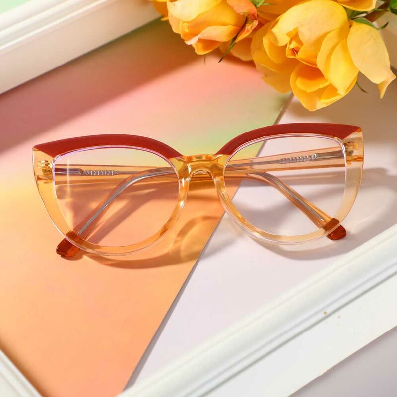 Wesley Cat Eye Yellow Glasses