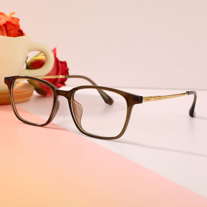 Emma Rectangle Brown Glasses