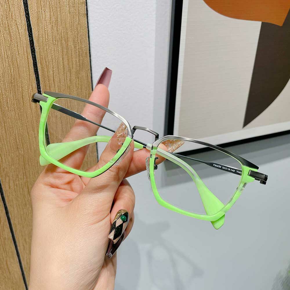 Archibald Rechteckige Grüne Brille