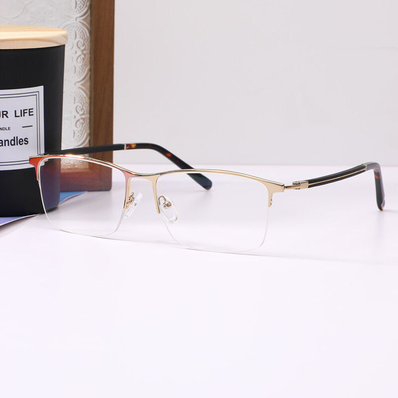 Cuicee Rechteckige Browline Goldene Brille