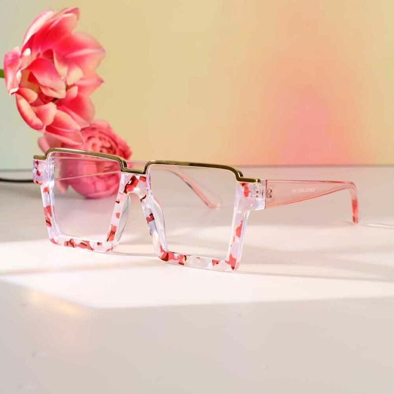 Olga Square Pink Glasses