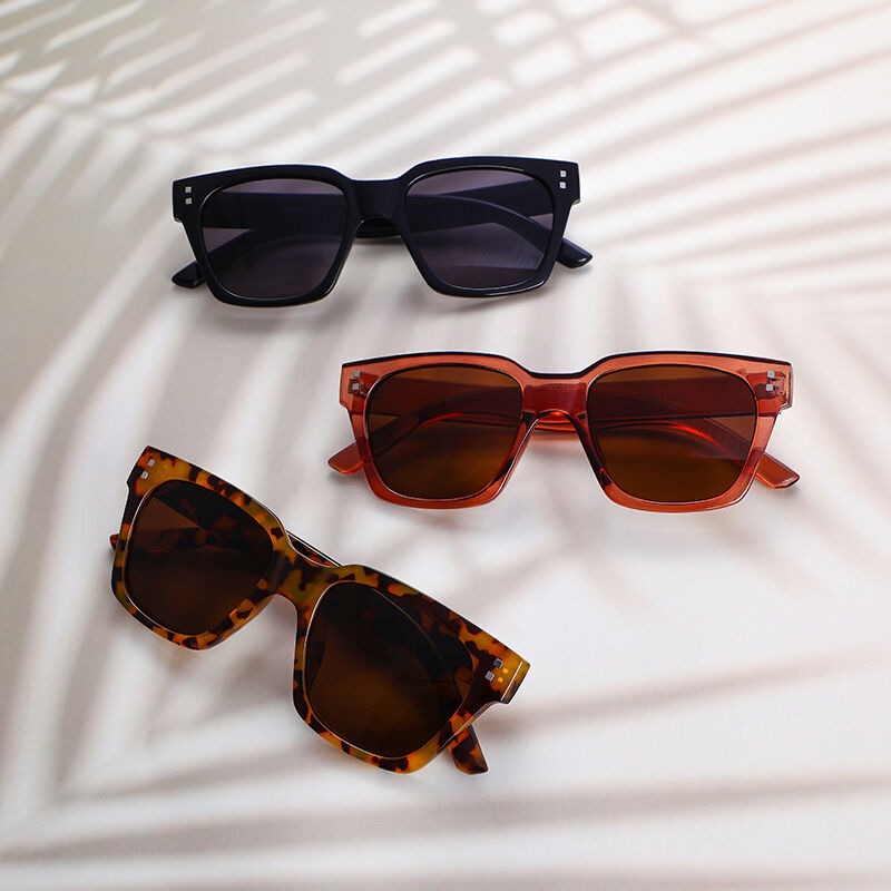 Sugar Cube Rectangle Brown Sunglasses