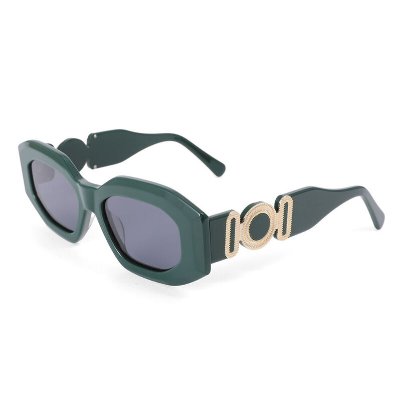 Giselle Geometric Green Sunglasses