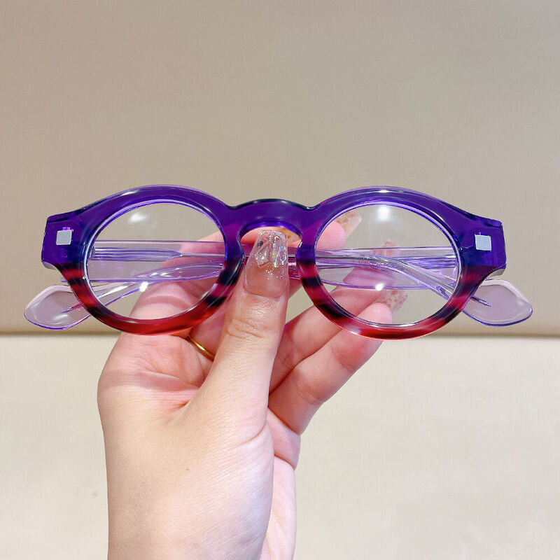 Beatr Round Purple Glasses