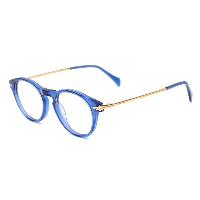 Saxton Round Blue Glasses