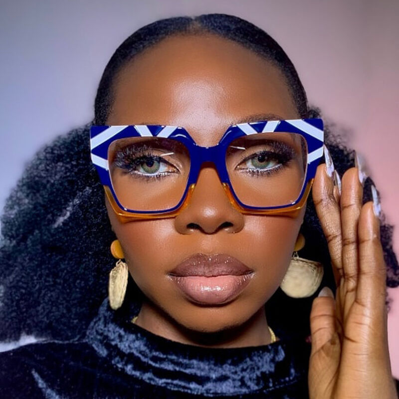 Camia Square Blue Orange Glasses