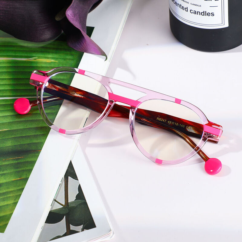 Leonard Aviator Pink Glasses