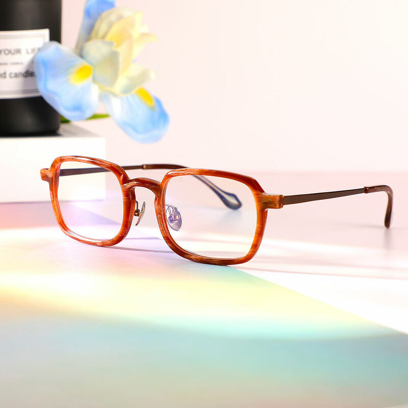 Afra Rechteckige Braune Brille