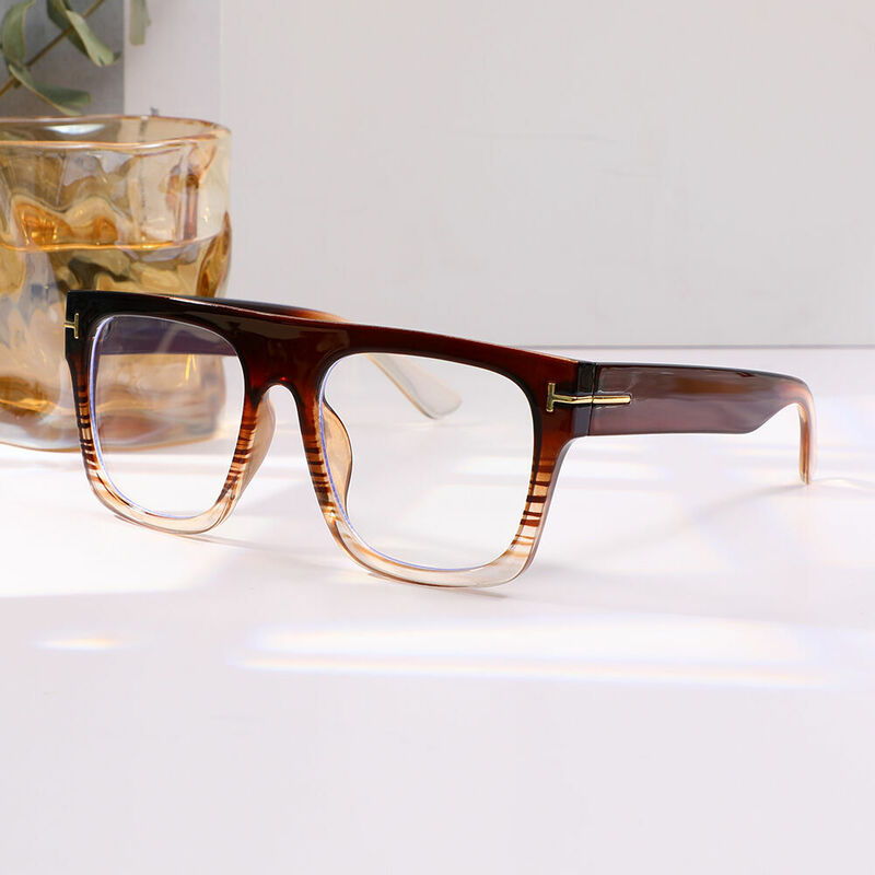 Vibrant Square Brown Glasses
