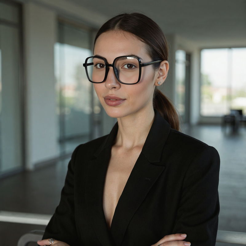 Visiona Quadratische Schwarze Brille