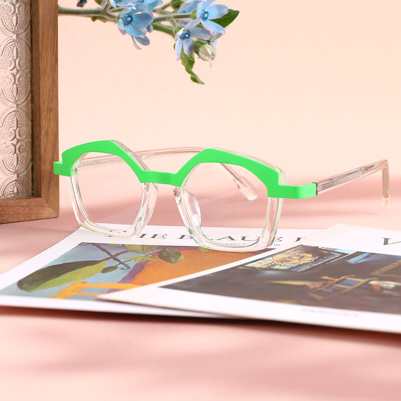 Parker Geometric Green Glasses