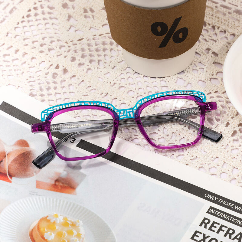 Caru Square Purple Glasses