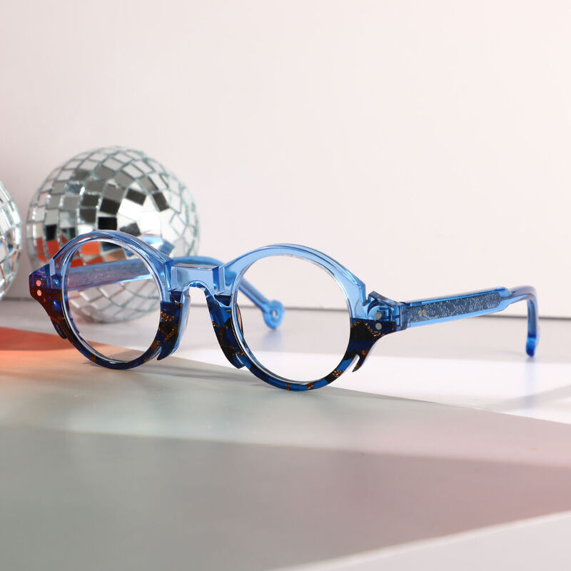 Dominic Round Blue Glasses