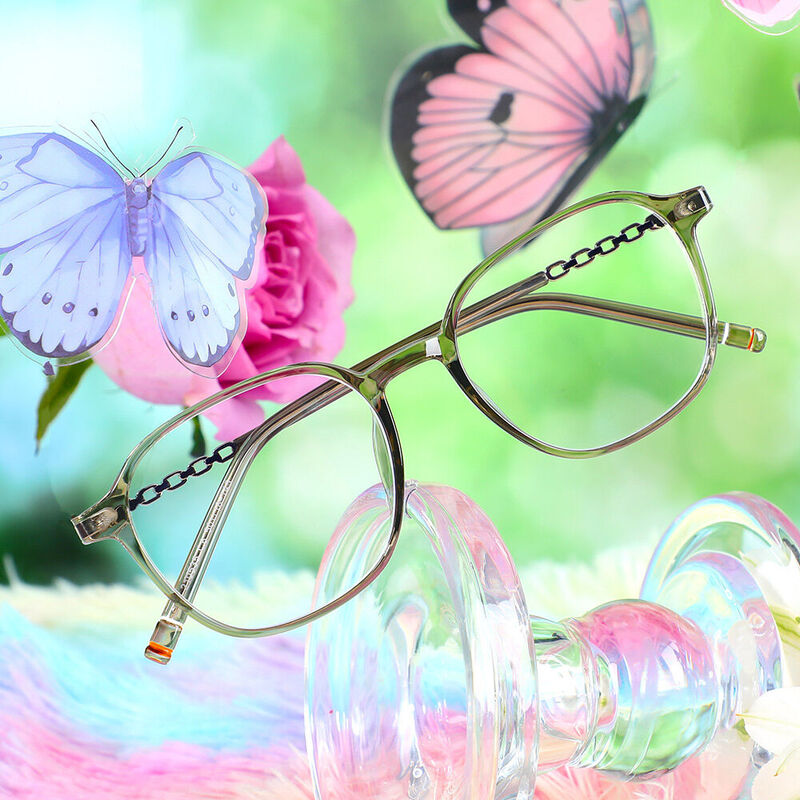 Marguerite Square Green Glasses