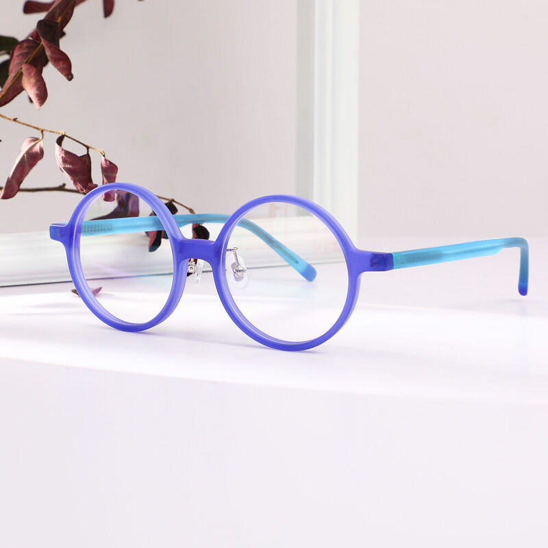 Casiano Round Blue Glasses