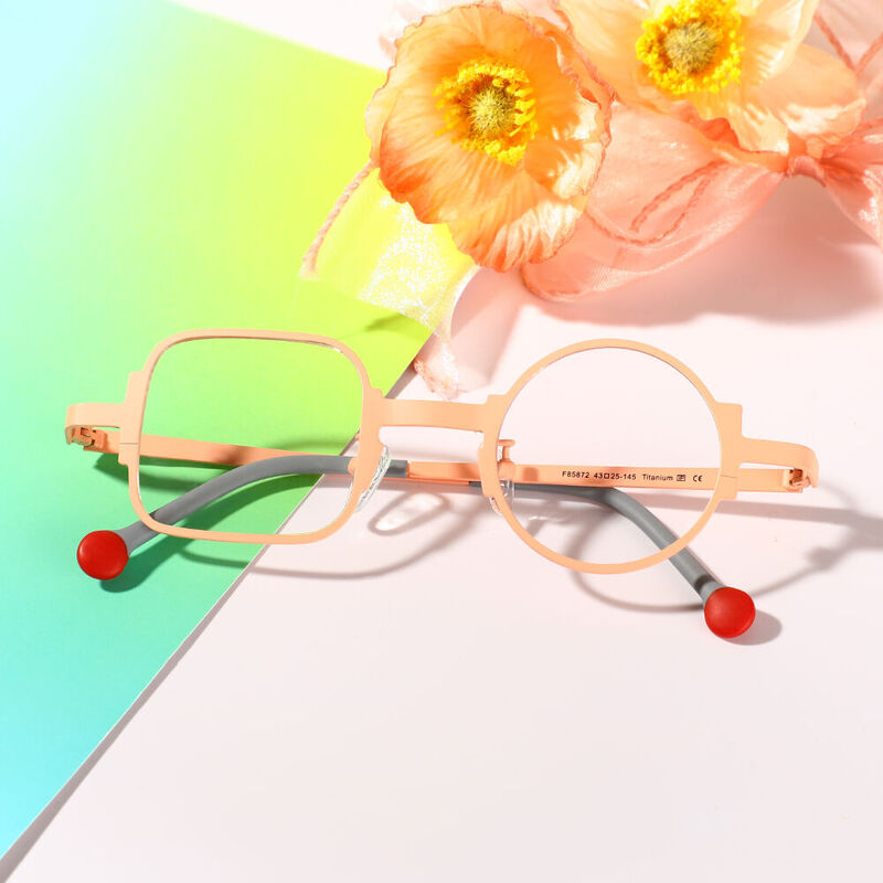 Stella Square Round Orange Glasses