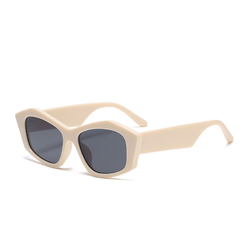 Shireen Geometric Beige Sunglasses