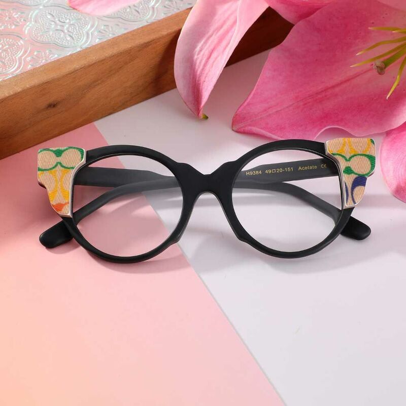 Lunettes de Vue Marrone Cat Eye Noir