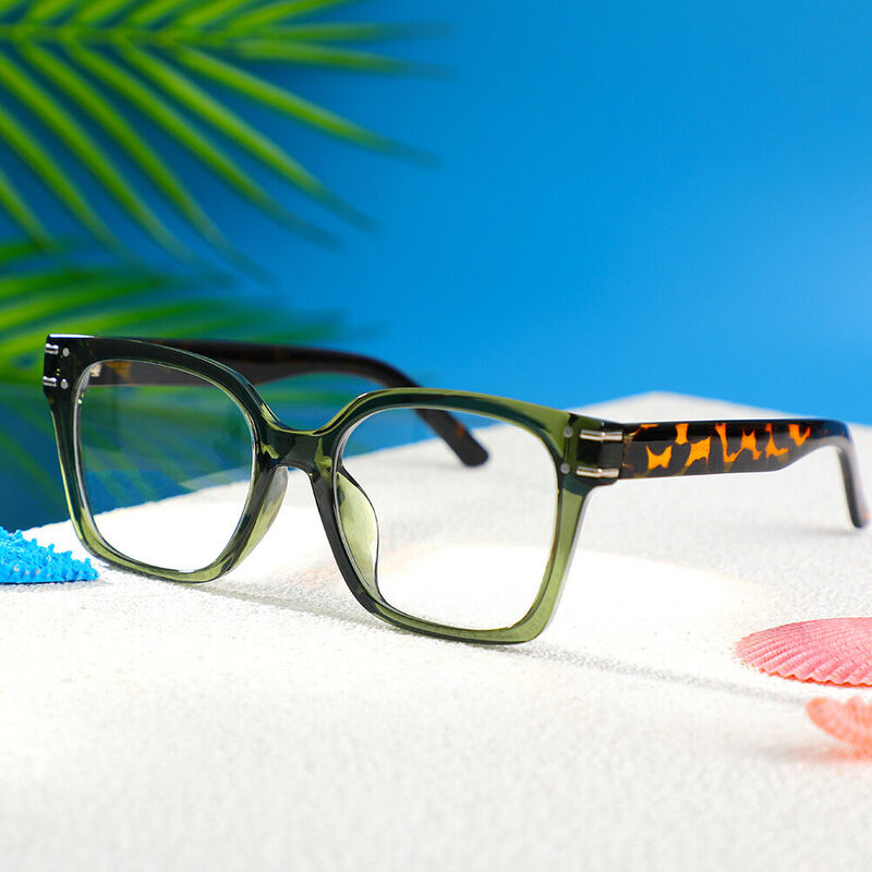 Sharon Quadratische Grüne Brille