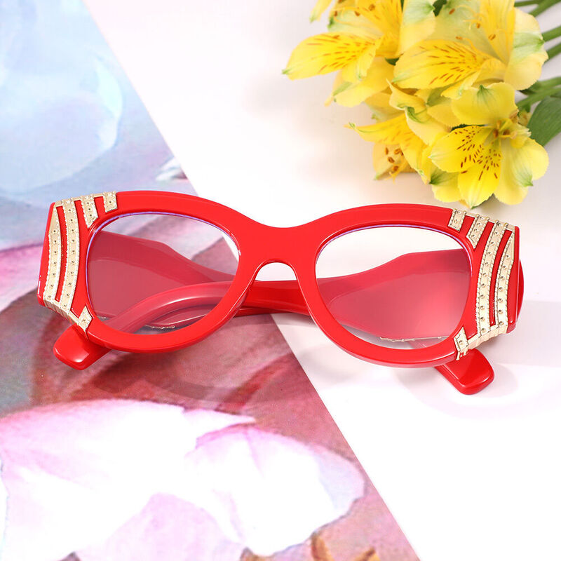 Gilks Oval Red Glasses