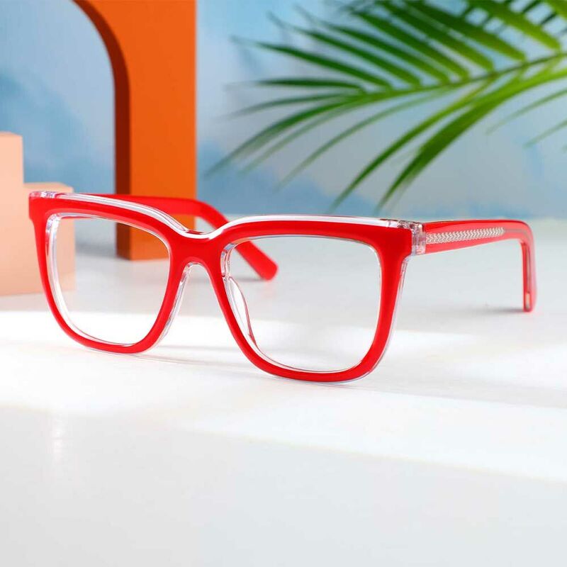 Prudence Quadratische Rote Brille