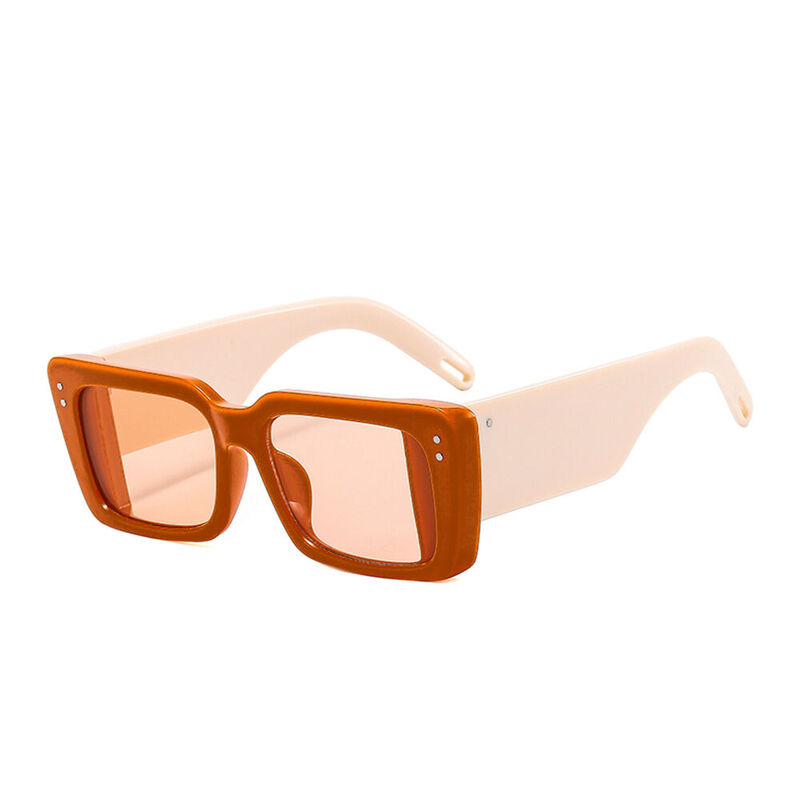 Heaven Rectangle Orange Beige Sunglasses